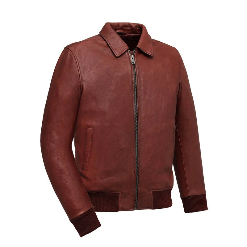 Moto Bomber - Men's Leather Jacket Men's Leather Jacket First Manufacturing Company Oxblood S