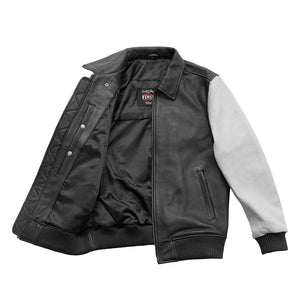 Moto Bomber Two Tone - Men's Leather Jacket Men's Bomber Jacket First Manufacturing Company   