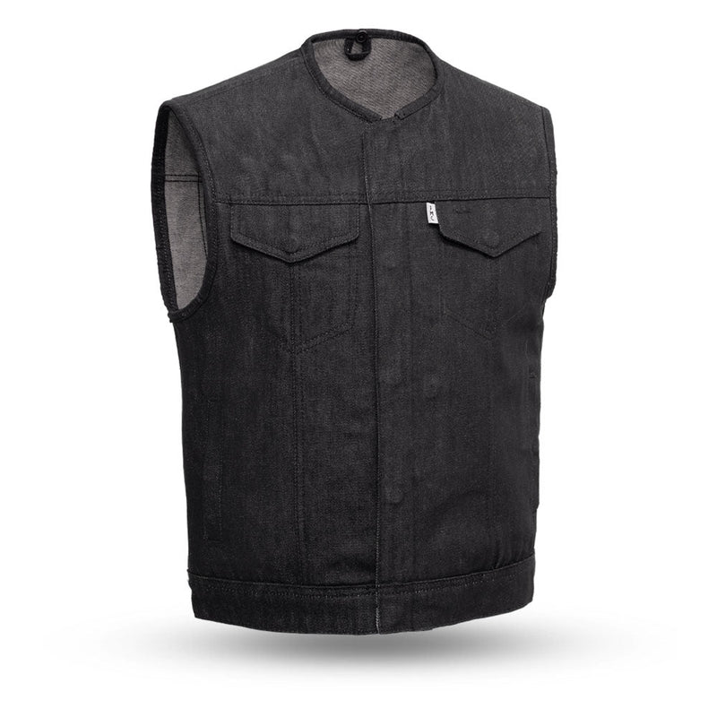 Murdock - Men's Motorcycle Denim Vest Men's Denim Vest First Manufacturing Company XS Black 