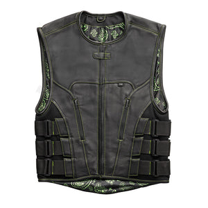 Ninja - Men's Swat Style Leather Motorcycle Vest - Limited Edition Factory Customs First Manufacturing Company S  