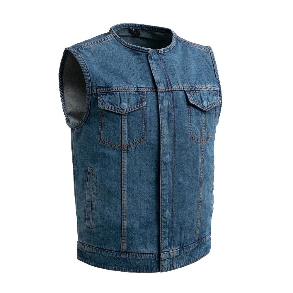 ＜timemachine＞CRASH DENIM VEST gambler-mens-motorcycle-denim-