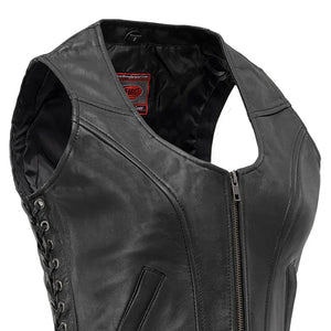 Raven Women's Motorcycle Leather Vest Women's Leather Vest First Manufacturing Company