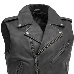 Rockin - Men's Motorcycle Leather Vest Men's Leather Vest First Manufacturing Company