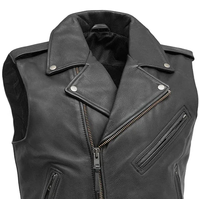Rockin - Men's Motorcycle Leather Vest Men's Leather Vest First Manufacturing Company