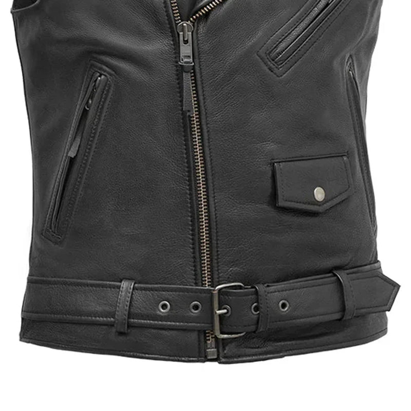 Rockin - Men's Motorcycle Leather Vest Men's Leather Vest First Manufacturing Company