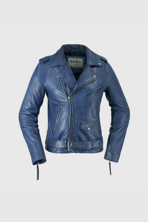 Rockstar - Womens Leather Jacket - Blue