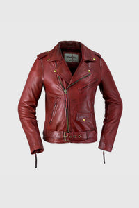 Rockstar - Womens Leather Jacket Women's Fashion Moto Leather Jacket Whet Blu NYC XS Oxblood 
