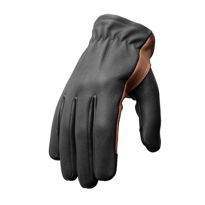 Free Roper Men's Motorcycle Leather Gloves Gift First Manufacturing Company Black Brown XS