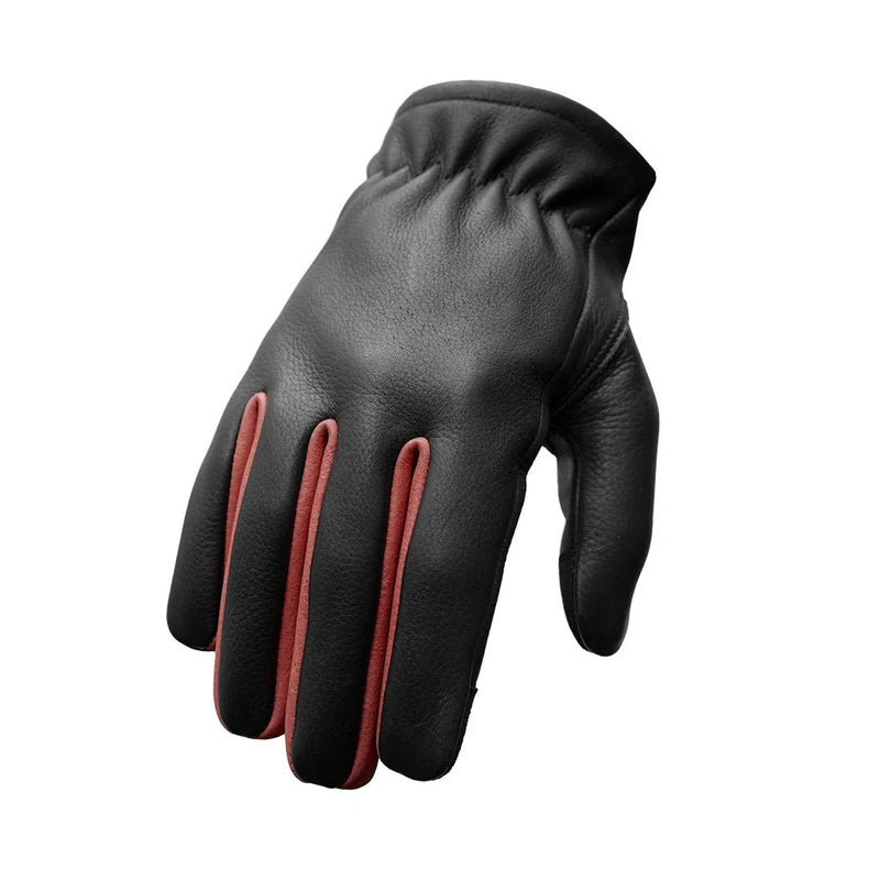 Free Roper Men's Motorcycle Leather Gloves Gift First Manufacturing Company Black Oxblood XS