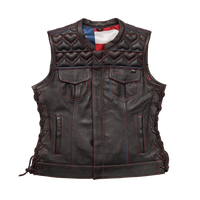 Rosie Women’s Motorcycle Leather Vest Women's Leather Vest First Manufacturing Company Black XS 