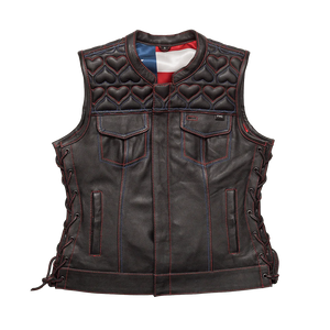 Rosie Women’s Motorcycle Leather Vest Women's Leather Vest First Manufacturing Company Black XS 