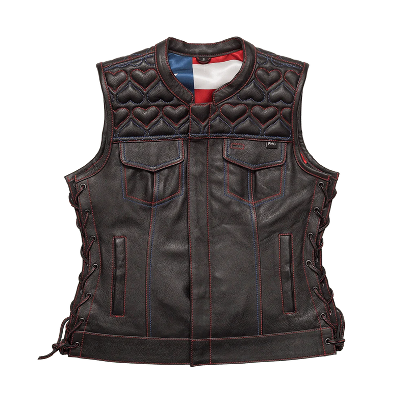 Rosie Women’s Motorcycle Leather Vest Women's Leather Vest First Manufacturing Company Black XS 