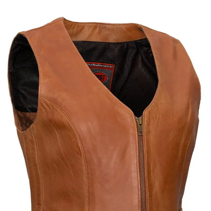 Savannah Women's Western Style Motorcycle Leather Vest Women's Leather Vest First Manufacturing Company