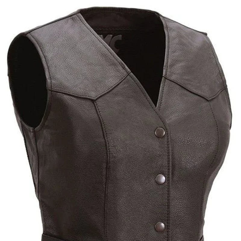 Sweet Sienna Women's Motorcycle Leather Vest Women's Leather Vest First Manufacturing Company