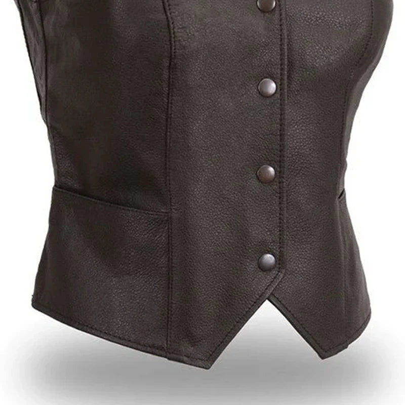 Sweet Sienna Women's Motorcycle Leather Vest Women's Leather Vest First Manufacturing Company
