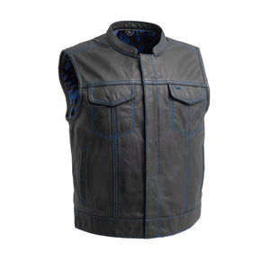 The Club Cut Men's Motorcycle Leather Vest, Multiple Color Options Men's Leather Vest First Manufacturing Company   