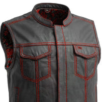 The Club Cut Men's Motorcycle Leather Vest, Multiple Color Options