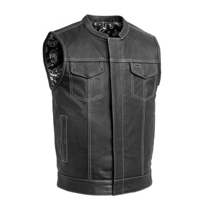 The Cut Men's Motorcycle Leather Vest, Multiple Color Options Men's Leather Vest First Manufacturing Company White S 