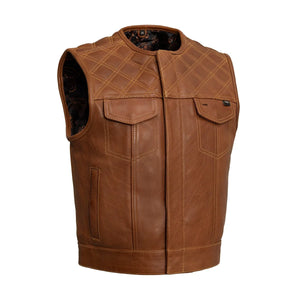 Timber Men's motorcycle leather vest (limited edition) Men's Leather Vest First Manufacturing Company COGNAC S 