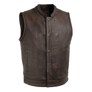 Top Rocker Men's Motorcycle Leather Vest Men's Leather Vest First Manufacturing Company Copper XS 