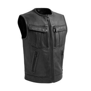 Unbeatable Men's Motorcycle Leather Vest Garage Sale GARAGE SALE S Black 