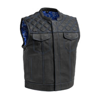 Upside Men's Club Style Leather Vest Men's Leather Vest First Manufacturing Company Blue S 