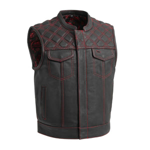 Upside Men's Club Style Leather Vest Men's Leather Vest First Manufacturing Company Red S 