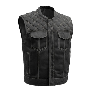 Upside Moto Mesh Men's Motorcycle Vest Men's Leather Vest First Manufacturing Company Grey S 