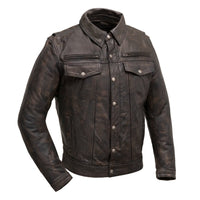 Villain Men's Motorcycle Leather Jacket Men's Leather Jacket First Manufacturing Company XS Black Olive 