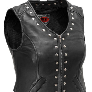 Empress Women's Motorcycle Leather Vest Women's Leather Vest First Manufacturing Company