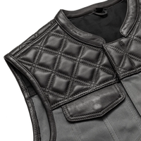 Waxed Hunt Club - Men's Motorcycle Vest (Limited Edition) Grey  First Manufacturing Company   