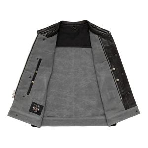 Waxed Hunt Club - Men's Motorcycle Vest (Limited Edition) Grey  First Manufacturing Company   