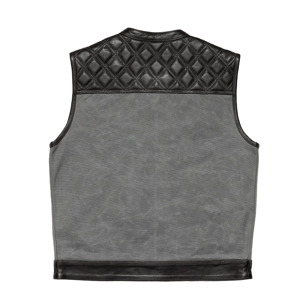 Waxed Hunt Club - Men's Motorcycle Vest (Limited Edition) Grey  First Manufacturing Company   