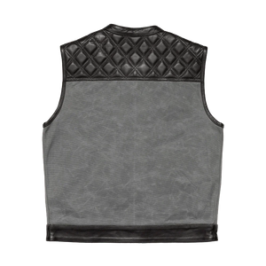 Waxed Hunt Club - Men's Motorcycle Vest (Limited Edition) Grey  First Manufacturing Company   