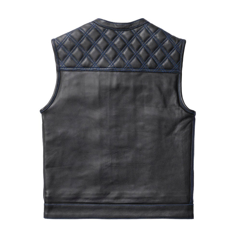 Whaler Blue - Men's Club Style Leather Vest (Limited Edition) Factory Customs First Manufacturing Company   