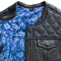 Whaler Blue - Men's Club Style Leather Vest (Limited Edition) Factory Customs First Manufacturing Company   