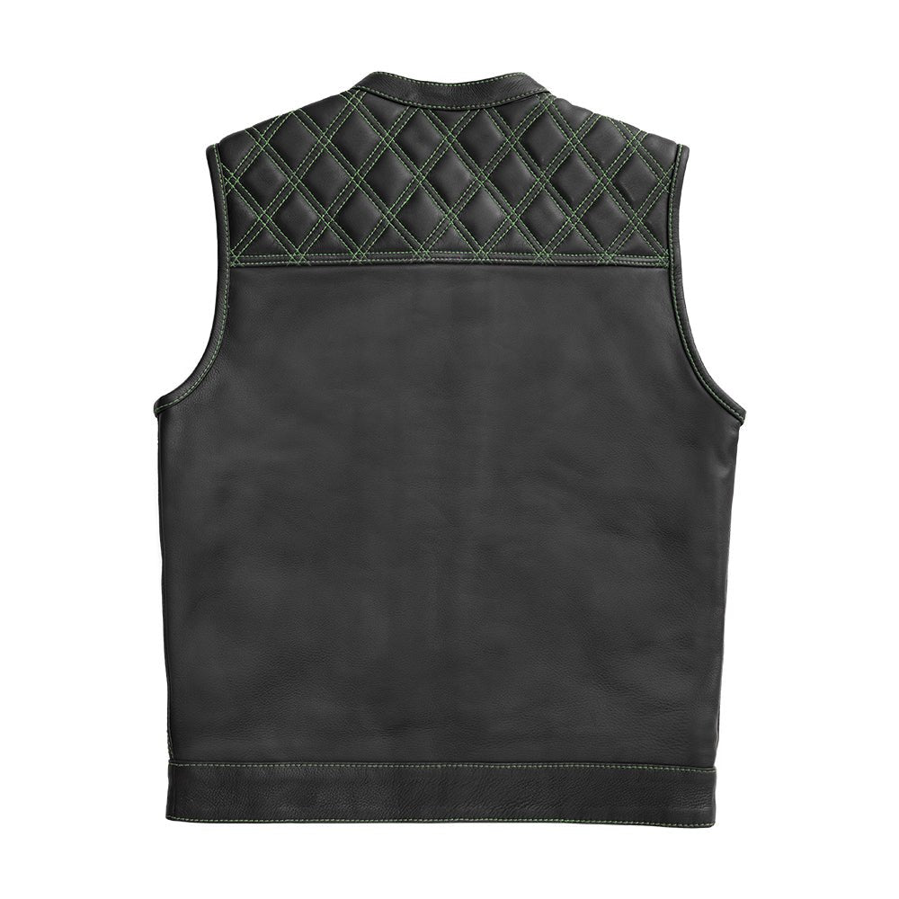 Whaler Green - Men's Club Style Leather Vest (Limited Edition) Factory Customs First Manufacturing Company   