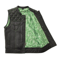 Whaler Green - Men's Club Style Leather Vest (Limited Edition) Factory Customs First Manufacturing Company   