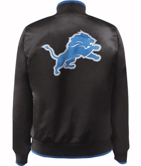 Carl Banks Exclusive Nylon Showtime NFL Detroit Lions Black Ladies Jacket (back)