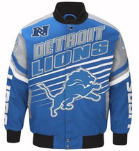 Authentic Detroit Lions Cotton Twill Varsity Jacket (Front)