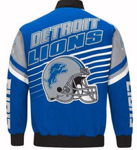 Authentic Detroit Lions Cotton Twill Varsity Jacket (Back)