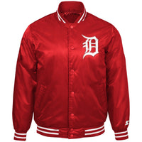 Red Detroit Tigers Baseball MLB Starter Jacket with White Old English D (front)