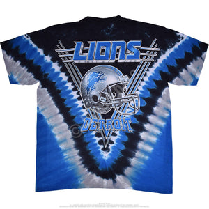 Officially Licensed Detroit Lions Black and Blue Tie Dye T-Shirt (back)
