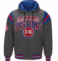 Authentic NBA Detroit Pistons Nylon Reversible Hooded Jacket (grey side)