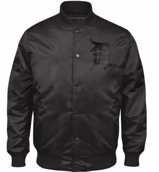 Exclusive Black on Black Detroit Tigers Baseball Authentic Starter Jacket (front)