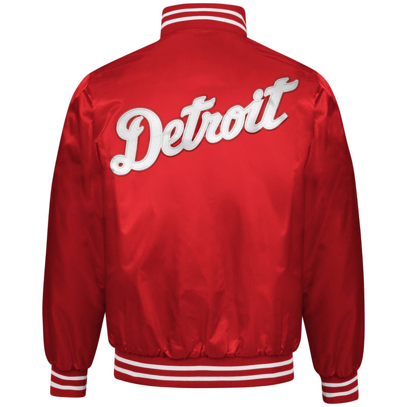 Red Detroit Tigers Baseball MLB Starter Jacket with White Script (back)