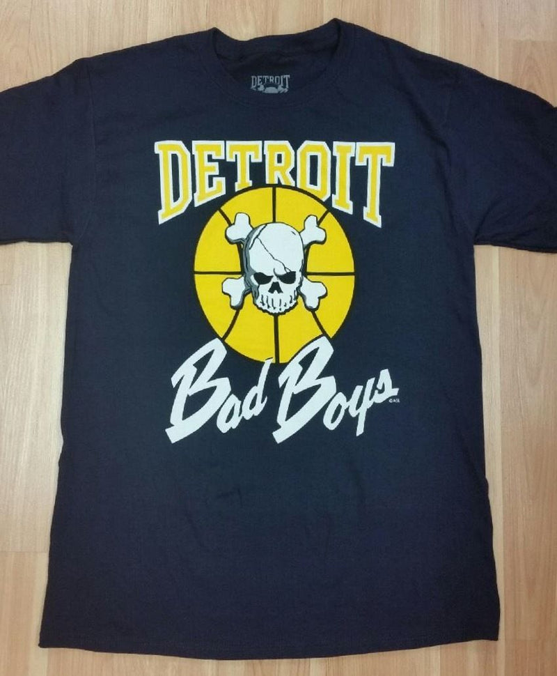 Officially Licensed Detroit Bad Boys T-Shirt - Navy Blue and Maize