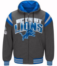 Authentic Detroit Lions Nylon Reversible Hooded Jacket (grey side)