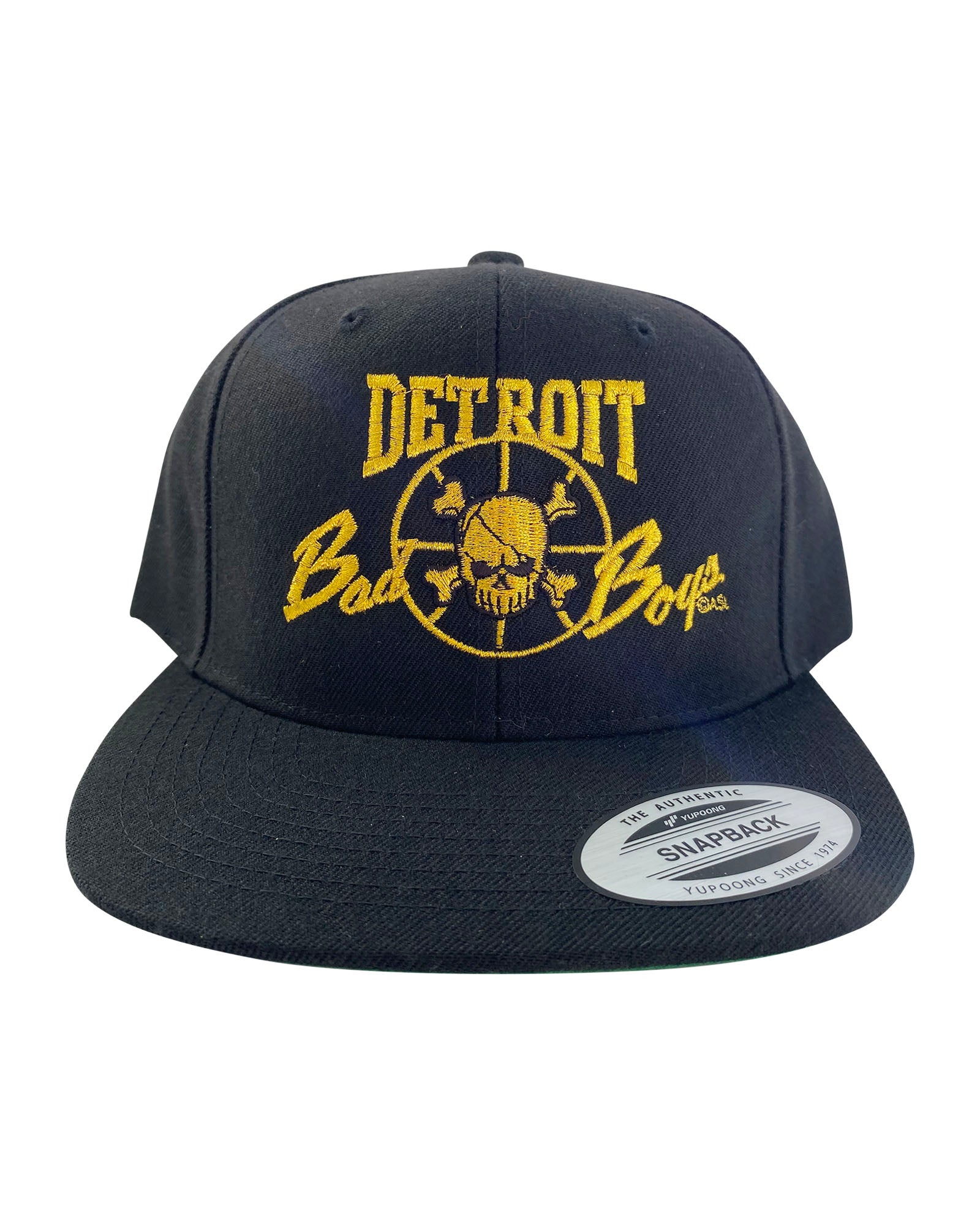 Authentic Detroit Bad Boys Black Snapback Hat with Gold
