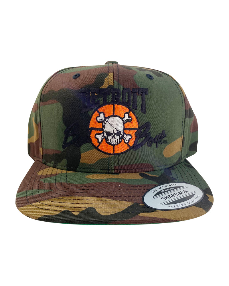 Authentic Detroit Bad Boys Army Green and Black Camouflage Snapback Hat